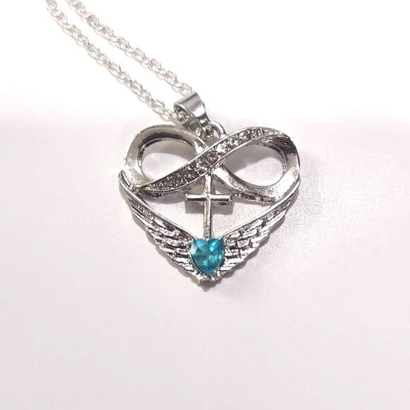 Independent Jewelry - 925 Silver Necklace Heart Cross Infinity Angel Wings Valentines Birthday Gift